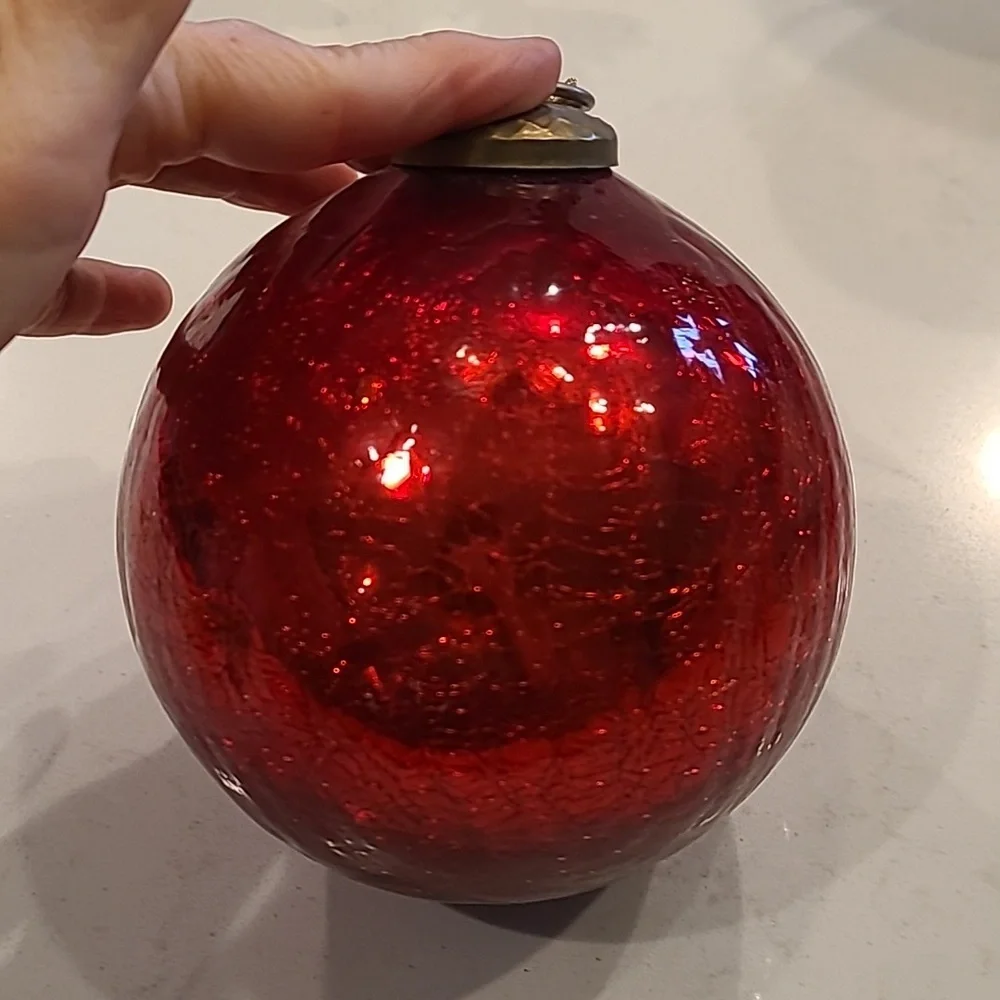 Large Red Glass Holiday Sphere Ornament